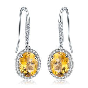 Natural Citrine Gemstone Drop Earrings